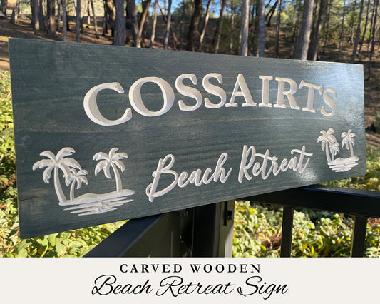 Custom Beach House Sign, Carved Wood Personalized Beach House Sign, Beach House Decor, Beach House Gifts, Family Name Sign