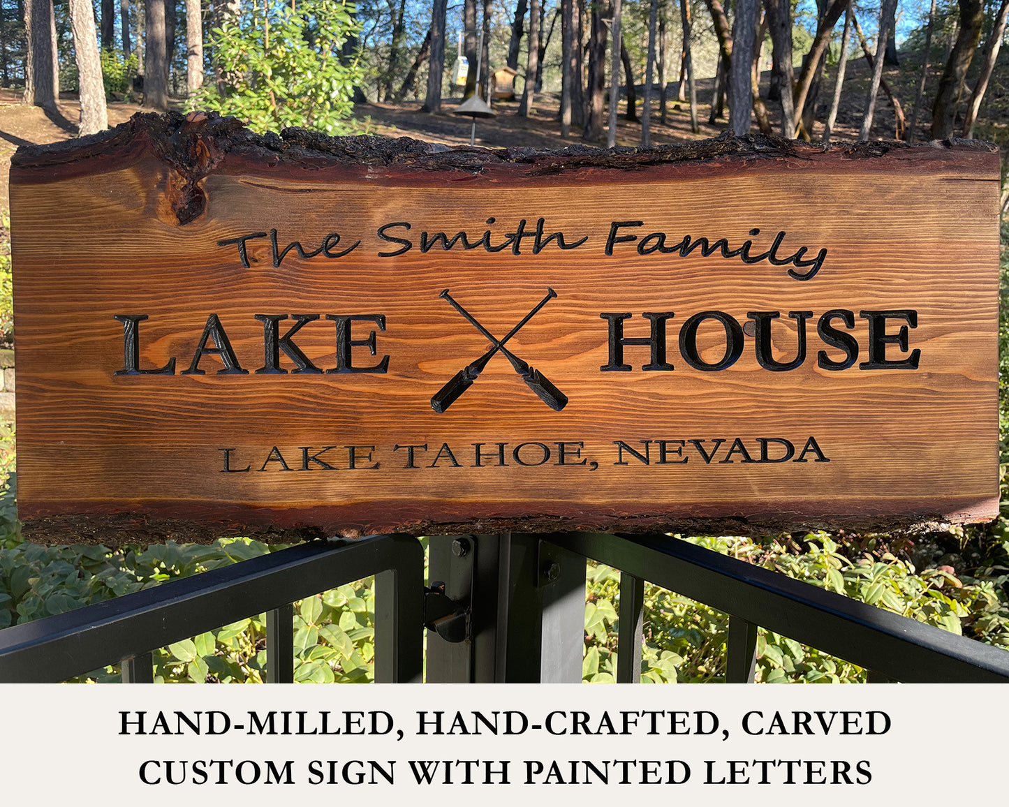 Outdoor Signs, Live Edge Bark Wooden Carved Sign, Custom Wood Sign, Custom Lake House Sign, Mountain Home, Personalized Rustic Home Sign