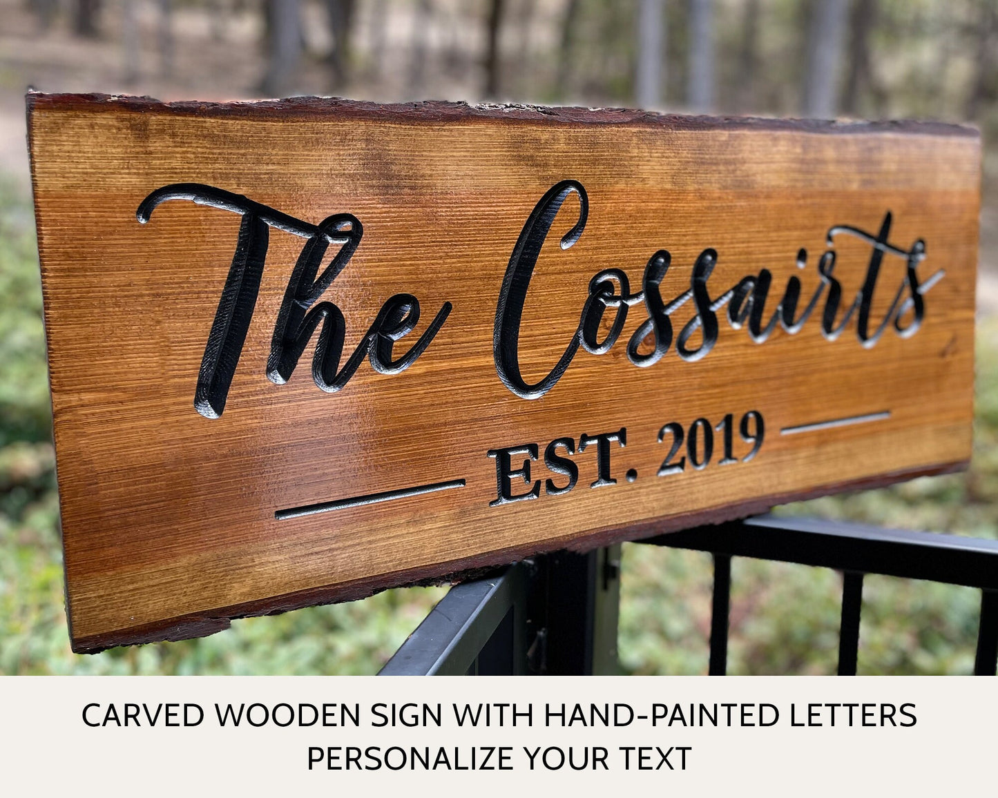 Live Edge Established Sign, Wooden Carved Cabin Sign, Custom Wood Sign, Custom Camp Sign, Mountain Home, Personalized Rustic Home Sign