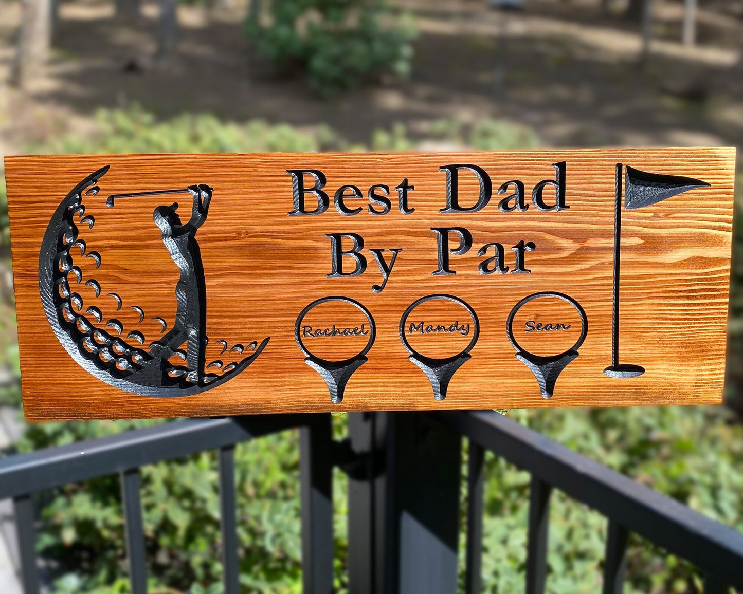 Father's Day Gift Sign, Personalized Best Dad By Par Golf Sign, Gift For Dad Custom Wood Sign For Garage, Shop or Workshop, Best Dad Sign