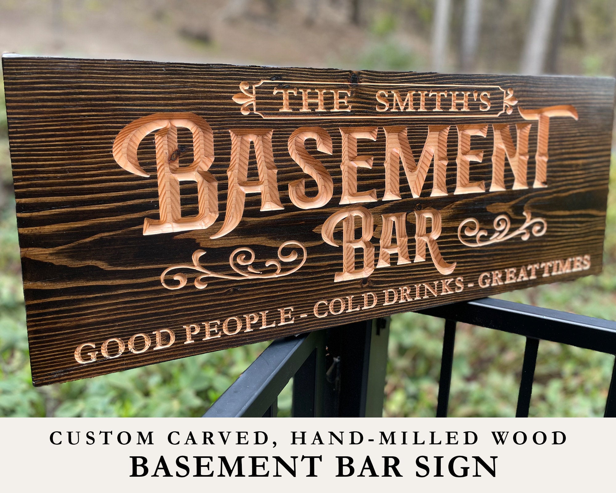 Custom personalized large bar store sign.