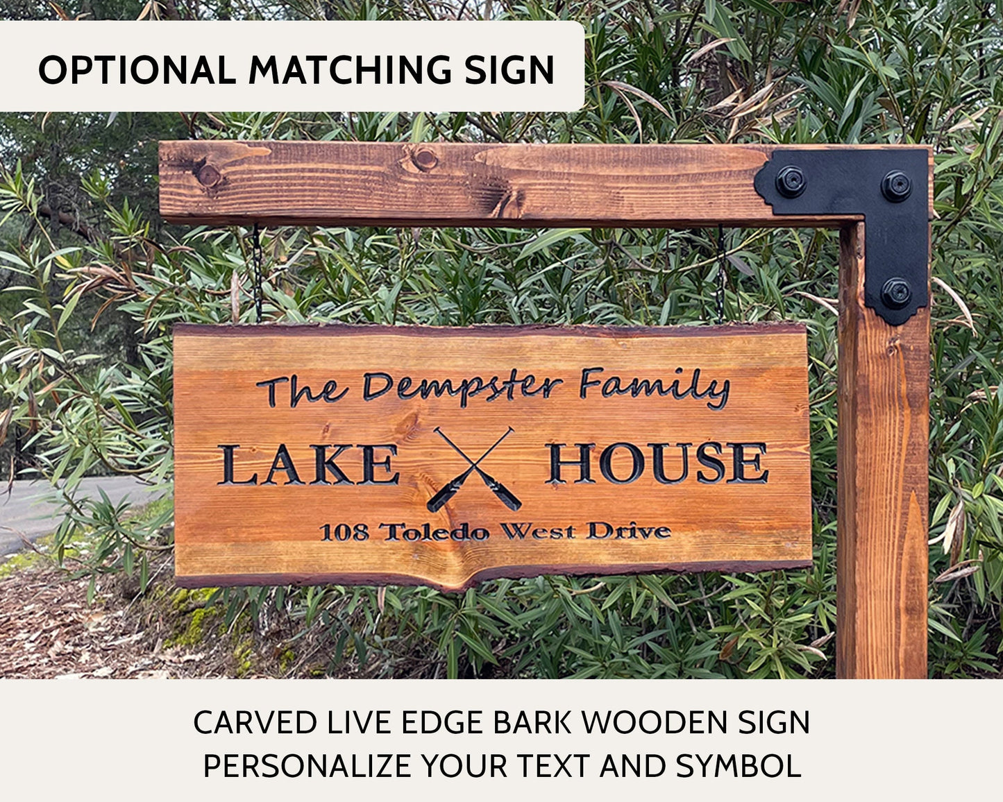 Address Sign Post, Wooden Hanging Sign Post, Home Address Sign Post For House, Lake House Sign, Beach House Sign, Cabin Sign