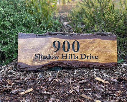 Rustic Live Edge Address Sign, Address Number Sign, Home Address Sign, House Number Sign, Carved Wood Outdoor Sign,