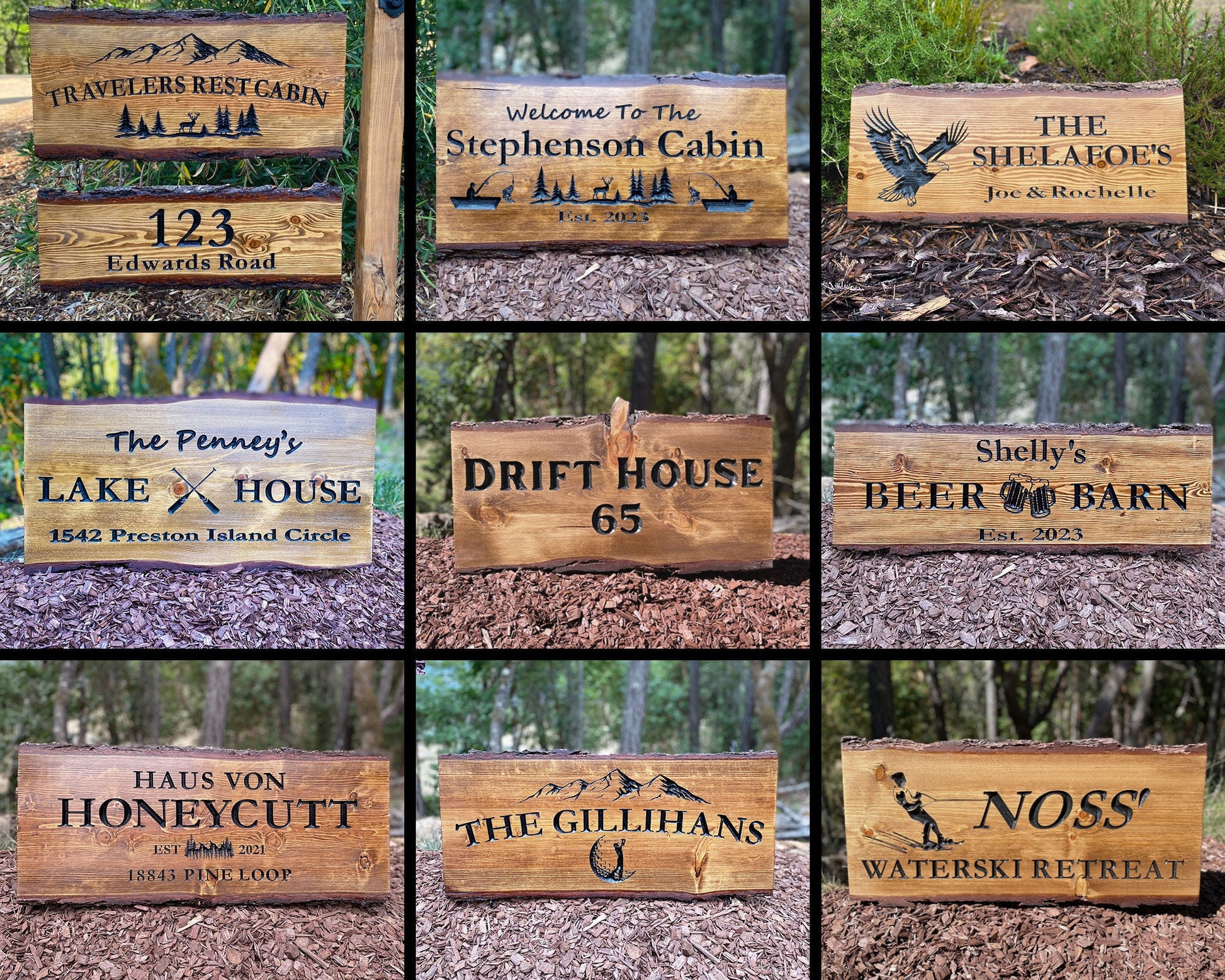 Address Sign Post, Custom Carved Wooden Signs with Sign Post, Home Address Sign For House, Lake House Sign, Beach House Sign, Cabin Sign